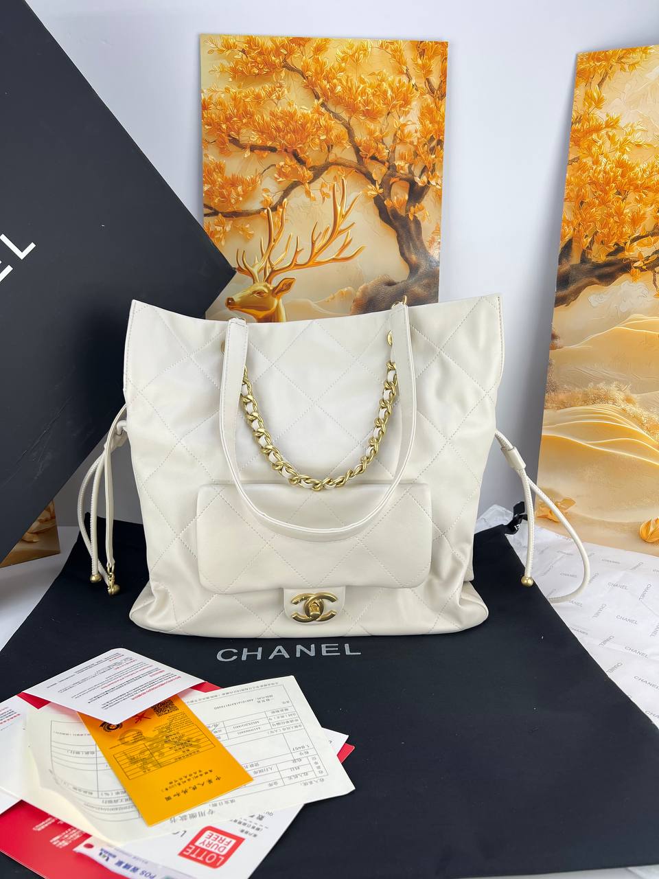 Chanel 22 Large Tote Bag with Flap Pouch