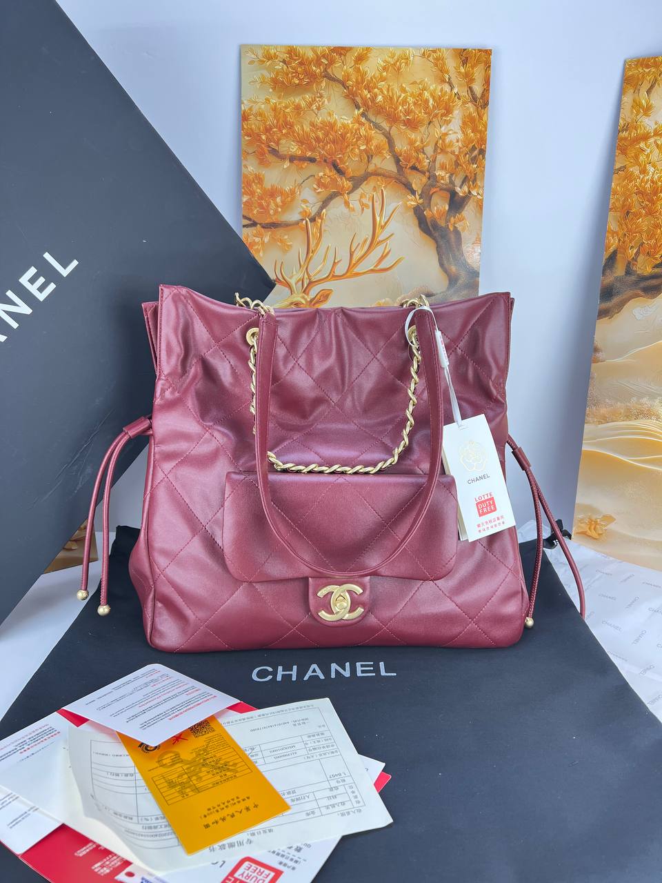 Chanel 22 Large Tote Bag with Flap Pouch