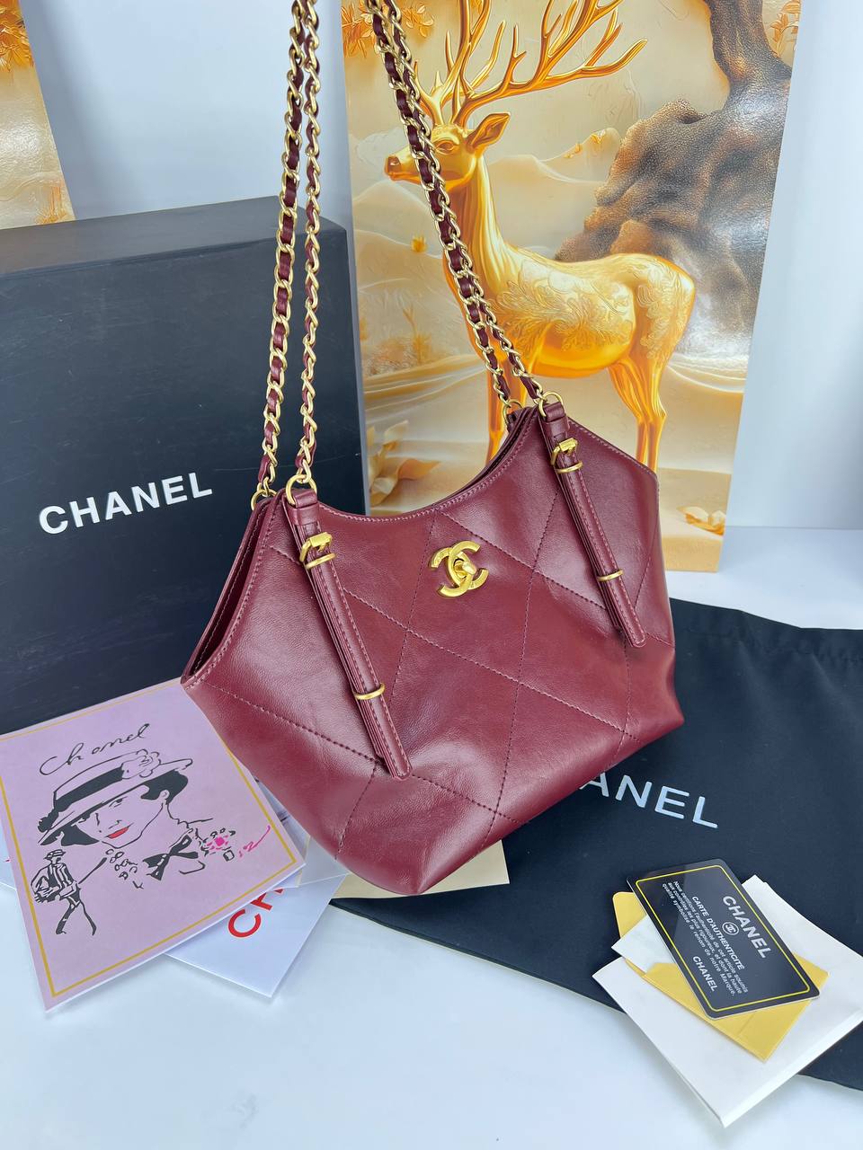 Chanel Large Quilted Shopping Tote Bag (with Matching Removable Pouch)
