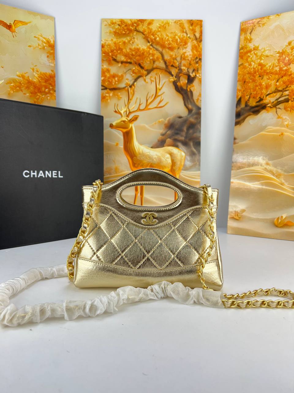 chanel Metallic Quilted Top Handle Totes