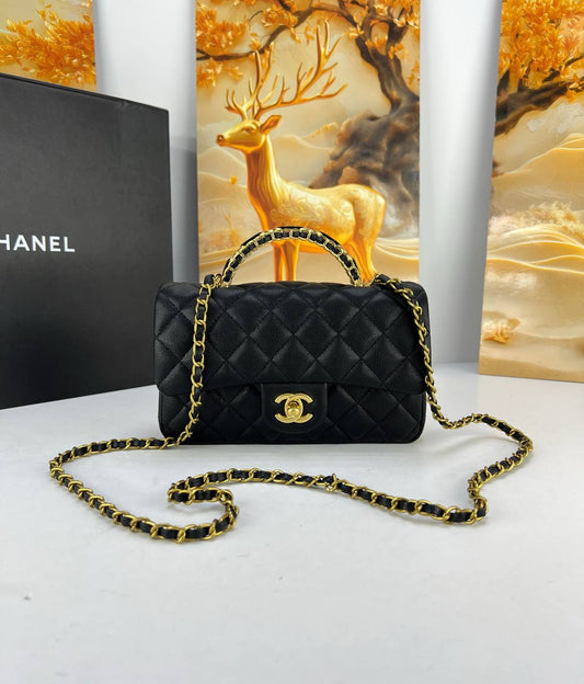 Chanel Classic Caviar Flap Bag with Top Handle