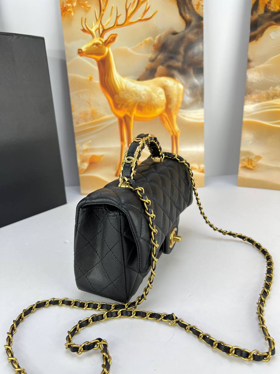 Chanel Classic Caviar Flap Bag with Top Handle