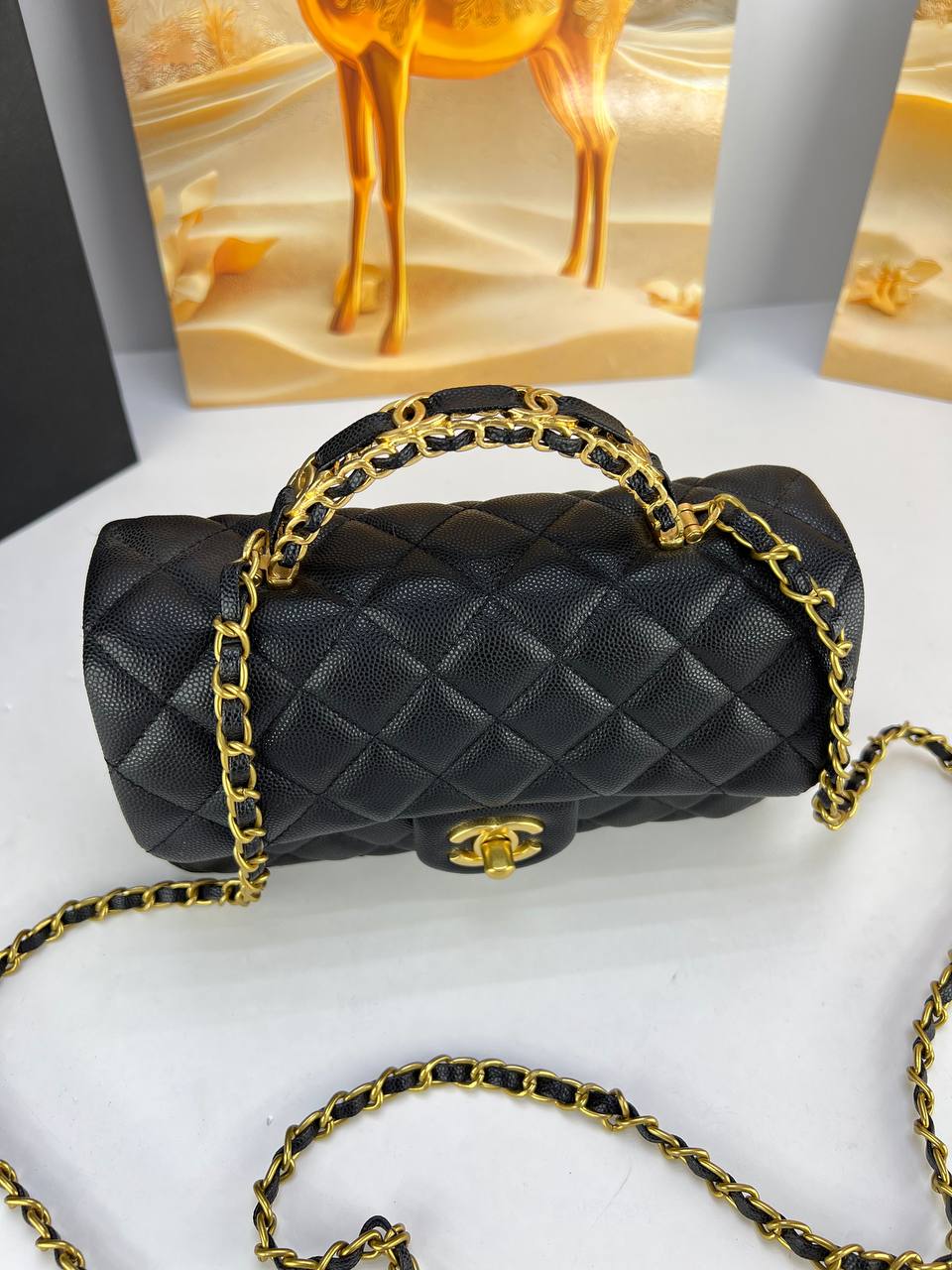 Chanel Classic Caviar Flap Bag with Top Handle