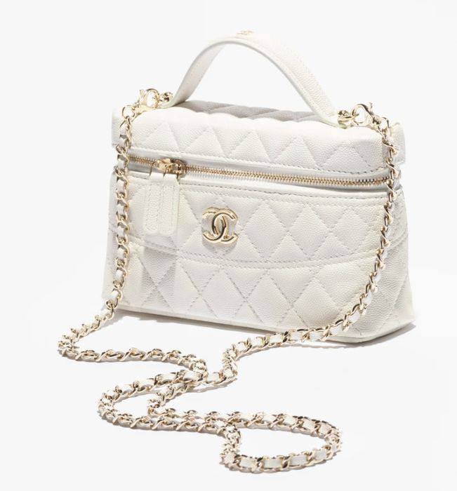Chanel Quilted Caviar Vanity Case with Top Handle