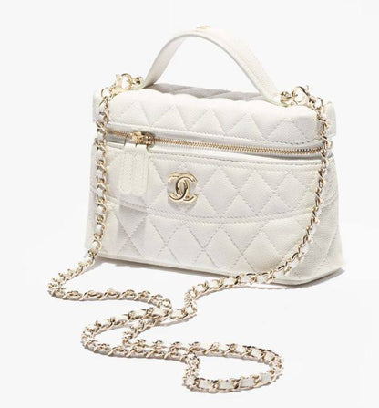 Chanel Quilted Caviar Vanity Case with Top Handle