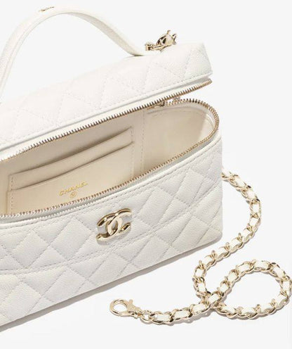 Chanel Quilted Caviar Vanity Case with Top Handle