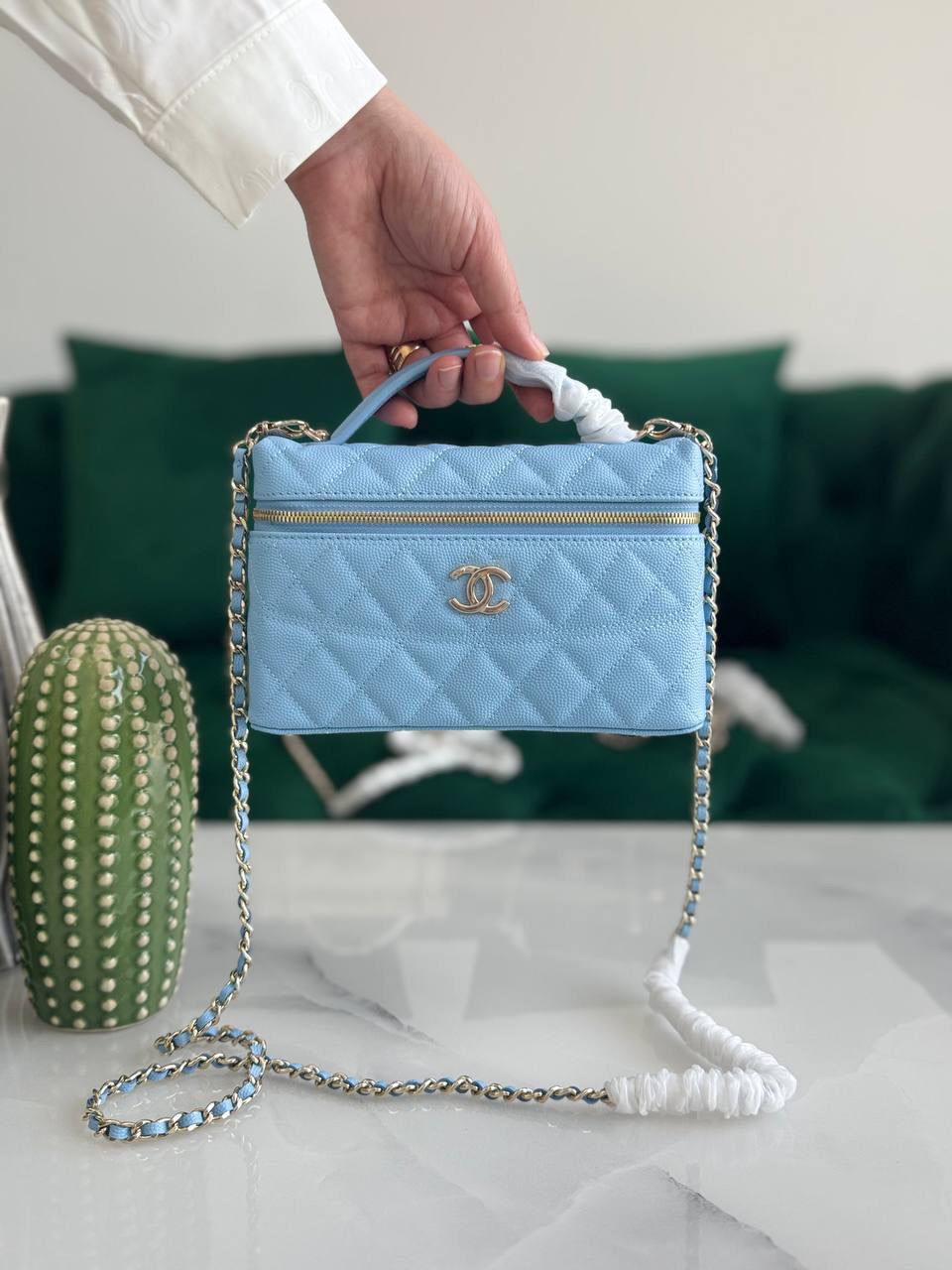 Chanel Quilted Caviar Vanity Case with Top Handle