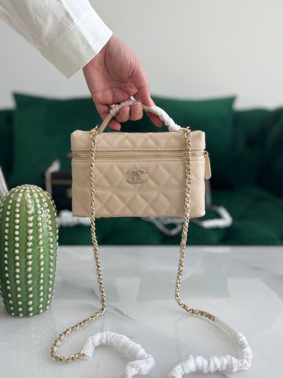Chanel Quilted Caviar Vanity Case with Top Handle