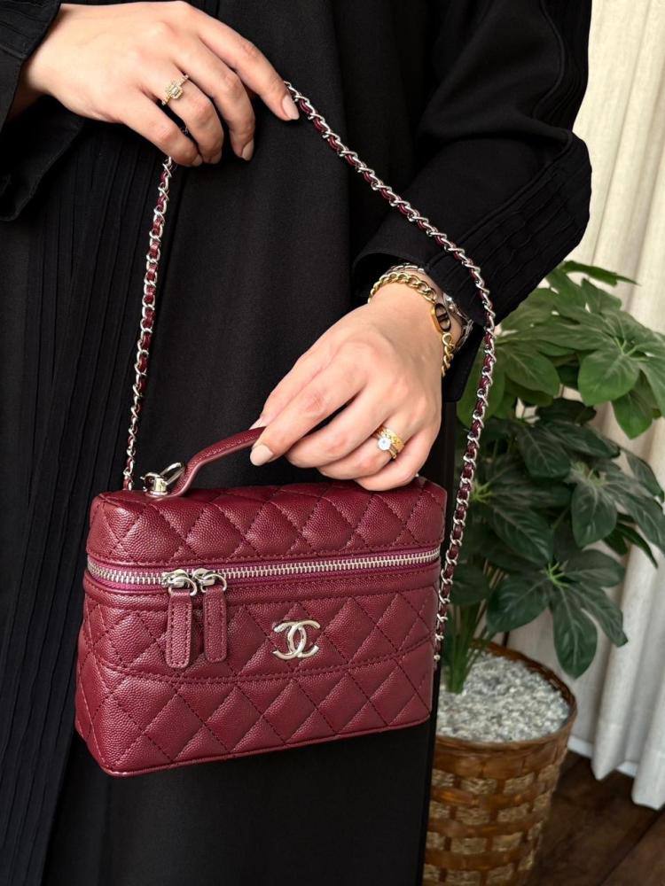 Chanel Quilted Caviar Vanity Case with Top Handle