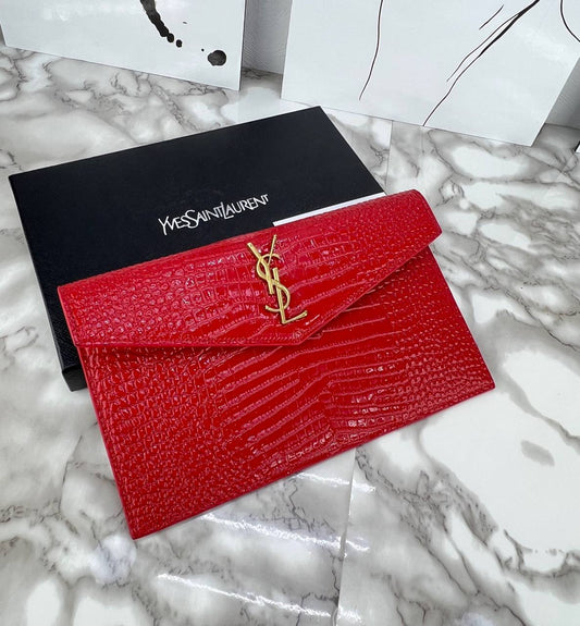 YSL 🎁Title: Bold & Beautiful: The Red YSL Croc Clutch