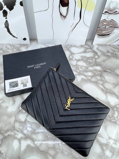 YSL 🎁Luxury Chevron Quilted Leather Pouch