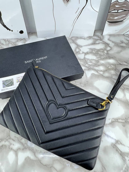 YSL 🎁Luxury Chevron Quilted Leather Pouch
