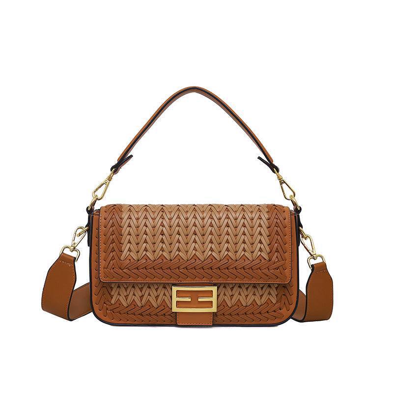 Baguette FF Woven-Leather Shoulder Bag