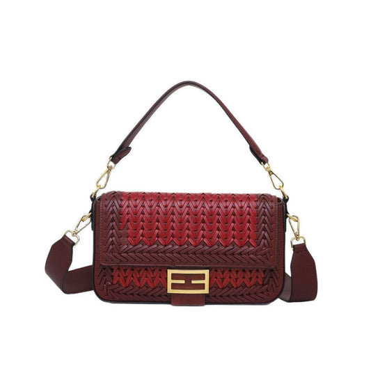 Baguette FF Woven-Leather Shoulder Bag