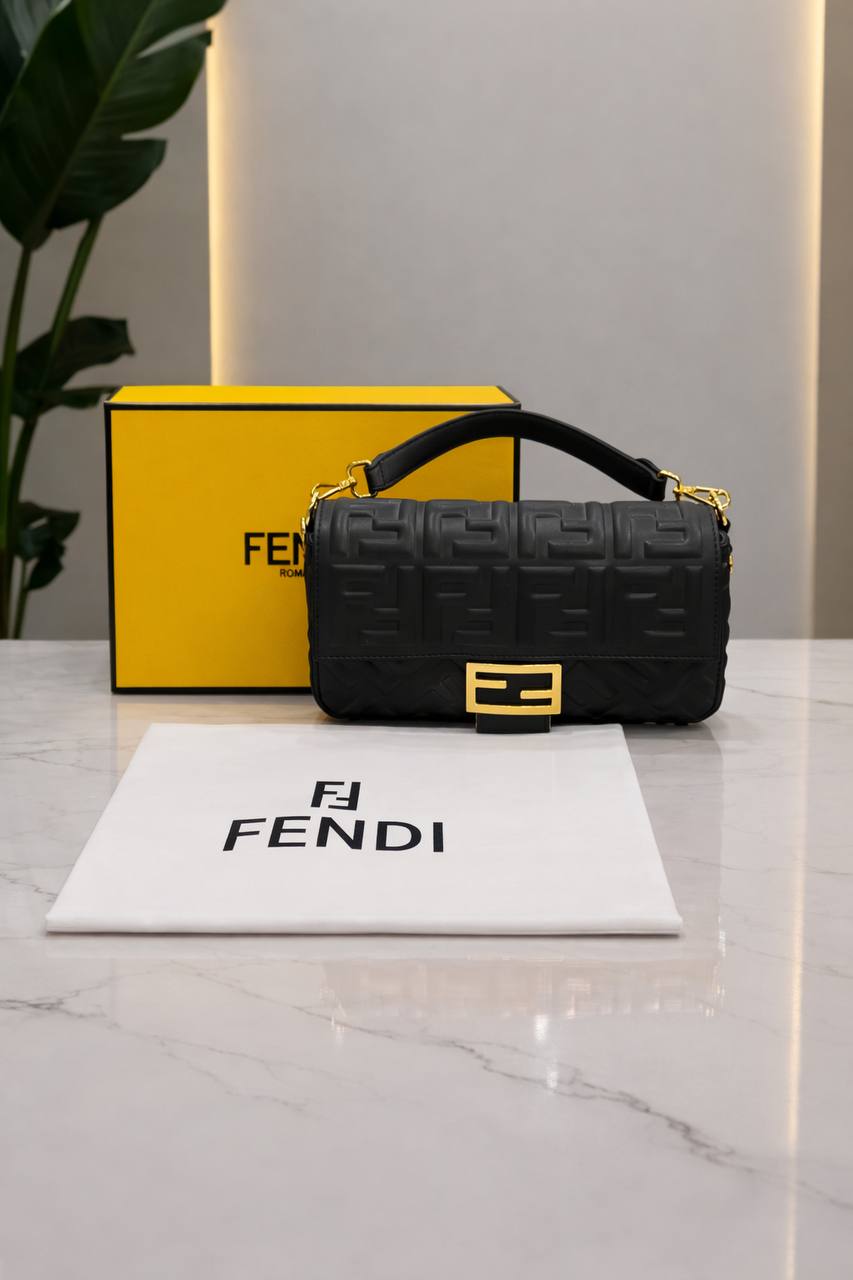 Fendi Baguette FF Embossed Handbag