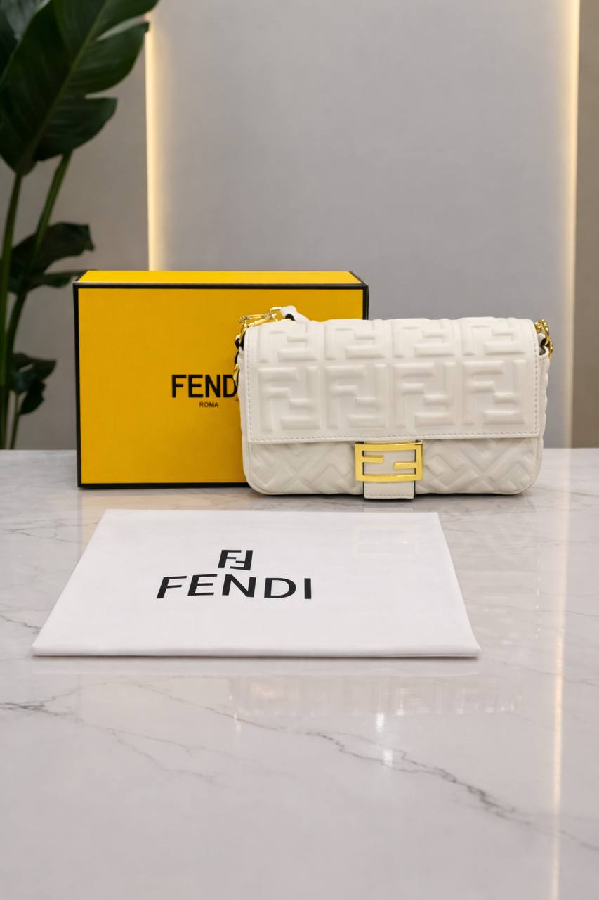 Fendi Baguette FF Embossed Handbag