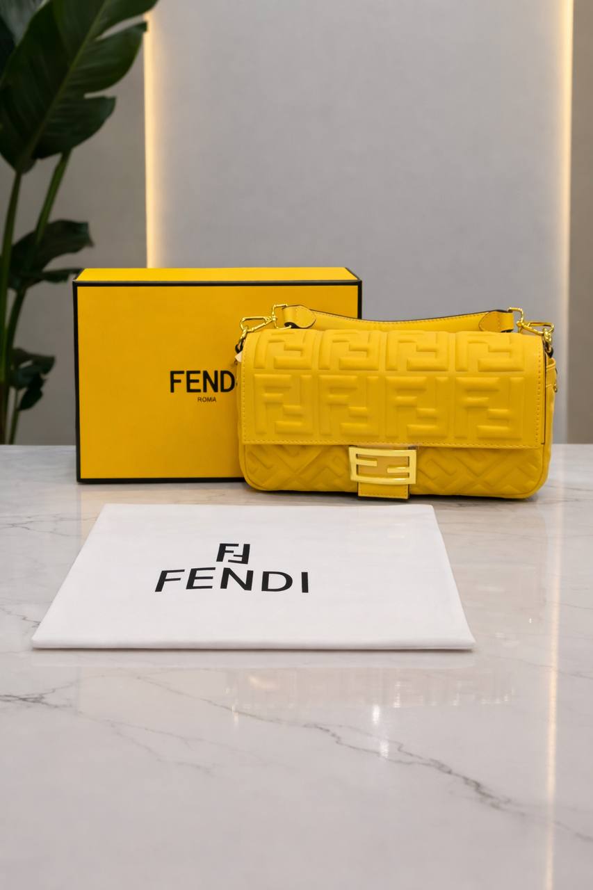 Fendi Baguette FF Embossed Handbag