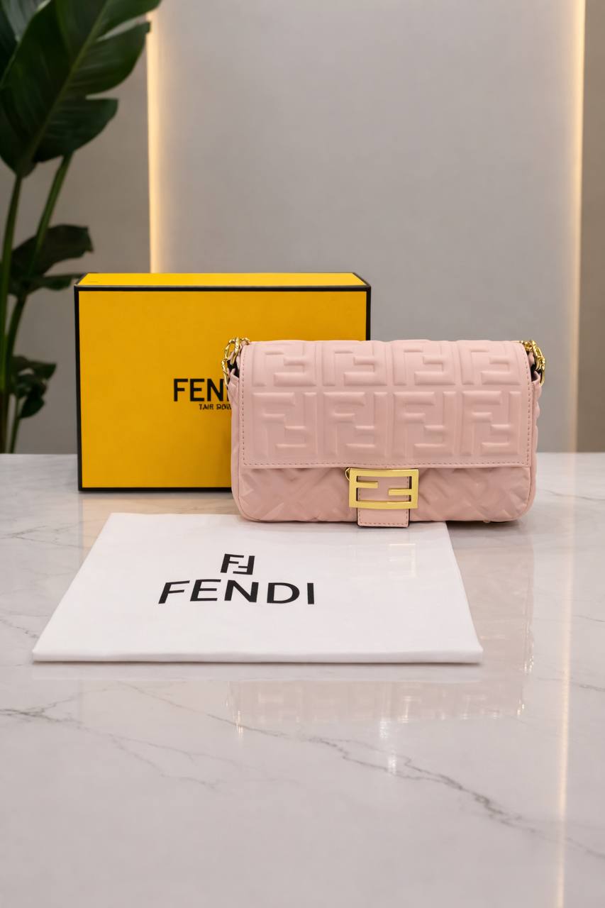 Fendi Baguette FF Embossed Handbag