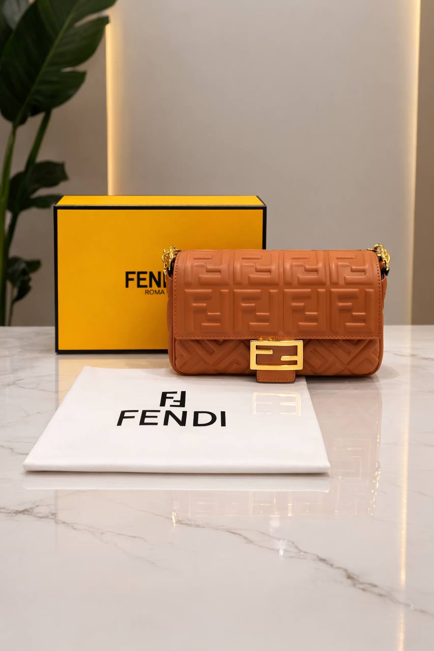 Fendi Baguette FF Embossed Handbag