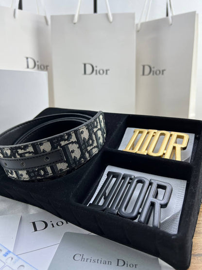 Dior Oblique Belt with Stylized "Dior" Buckle