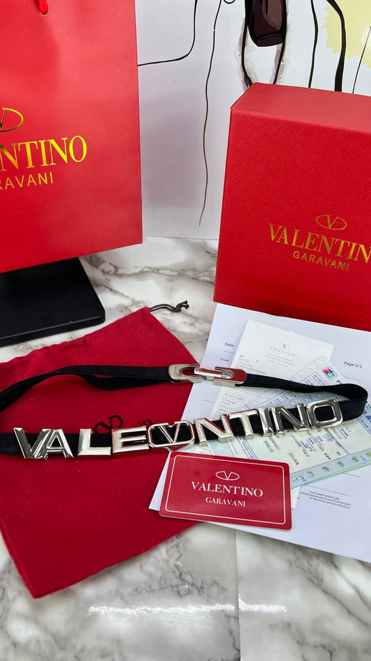Valentino Garavani VLOGO Lettering Leather Choker / Necklace