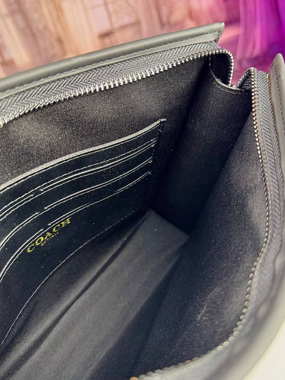 Coach Signature Canvas Structured Pouch / Clutch Bag
