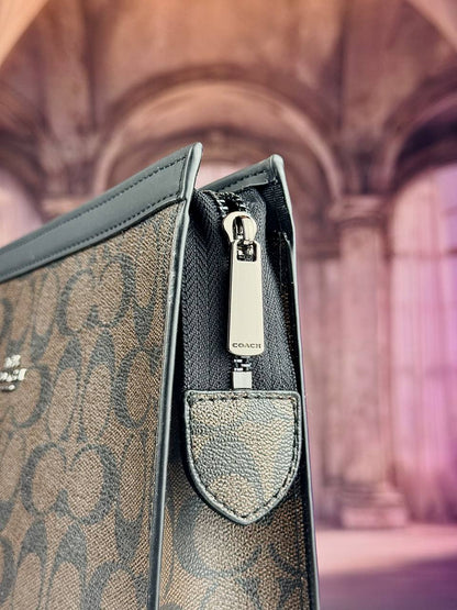 Coach Signature Canvas Structured Pouch / Clutch Bag