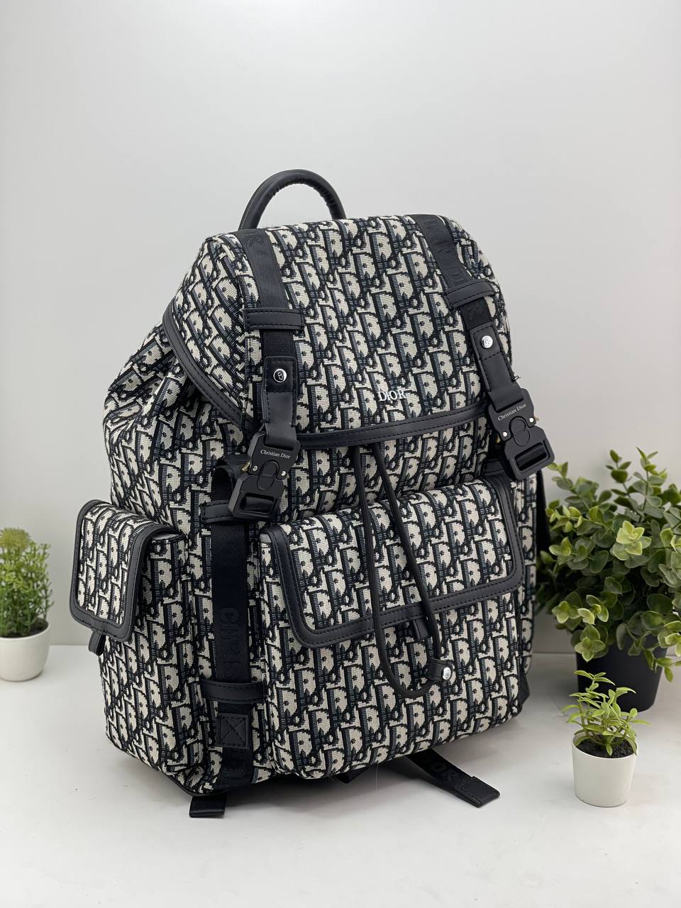 Dior Hit the Road Backpack – Beige & Black Oblique Jacquard