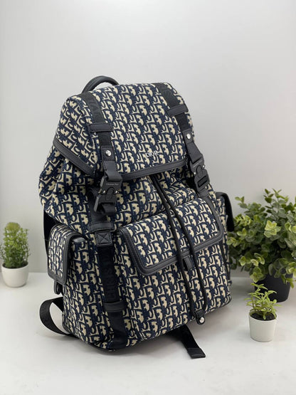 Dior Hit the Road Backpack – Beige & Black Oblique Jacquard