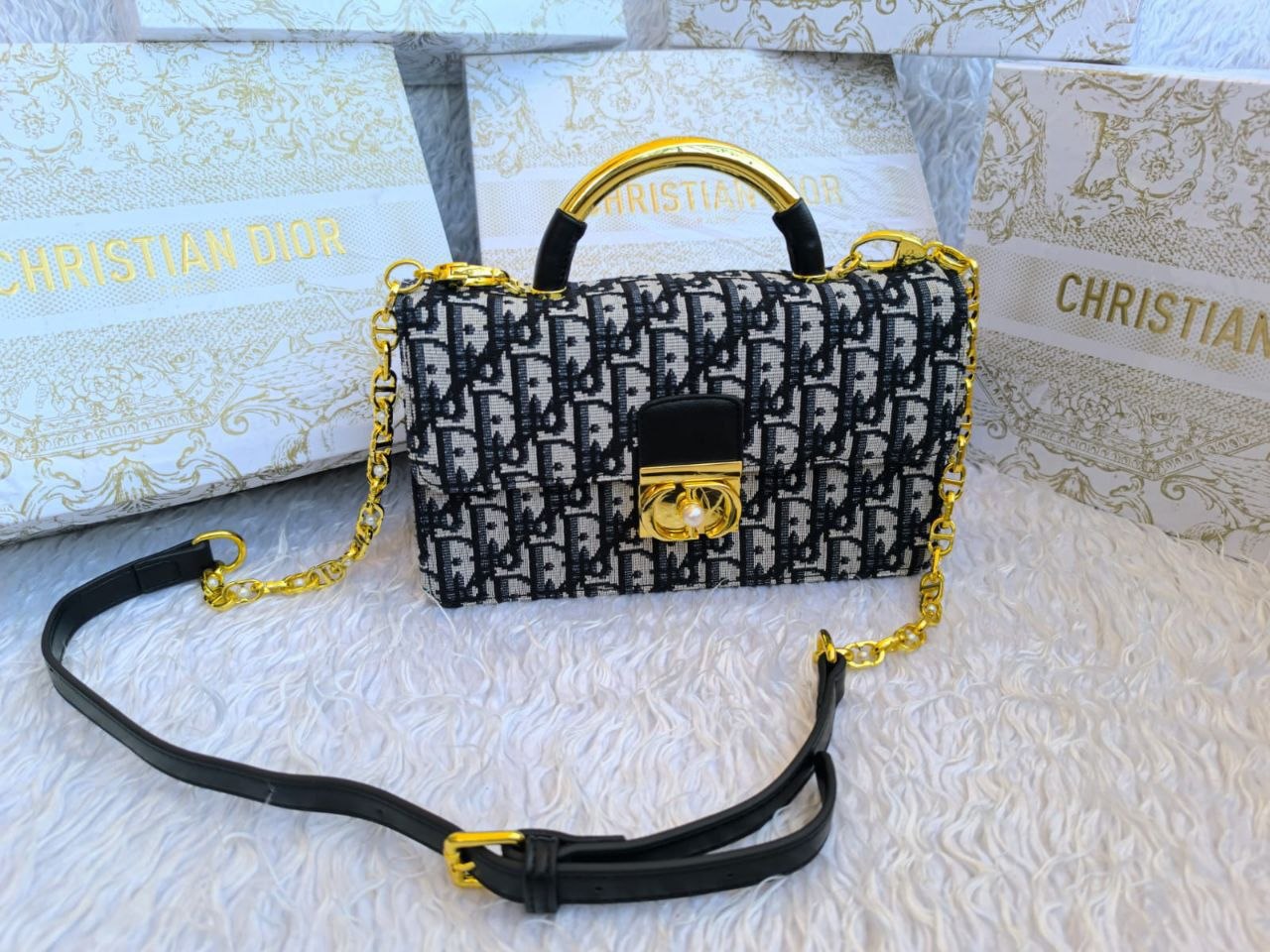 Christian Dior Dioramour / Cannage Top Handle Flap Bag
