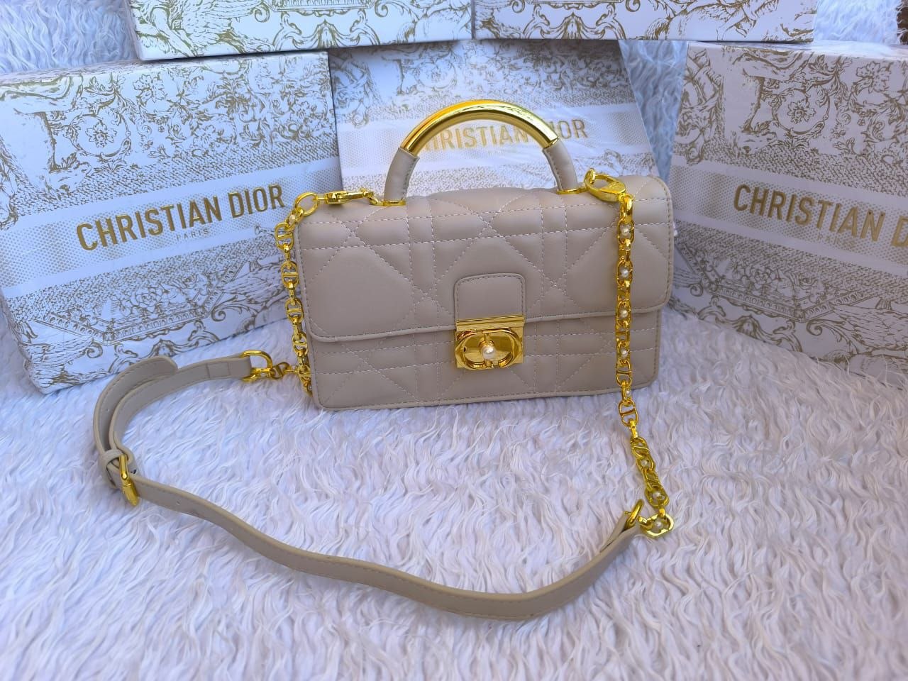 Christian Dior Dioramour / Cannage Top Handle Flap Bag