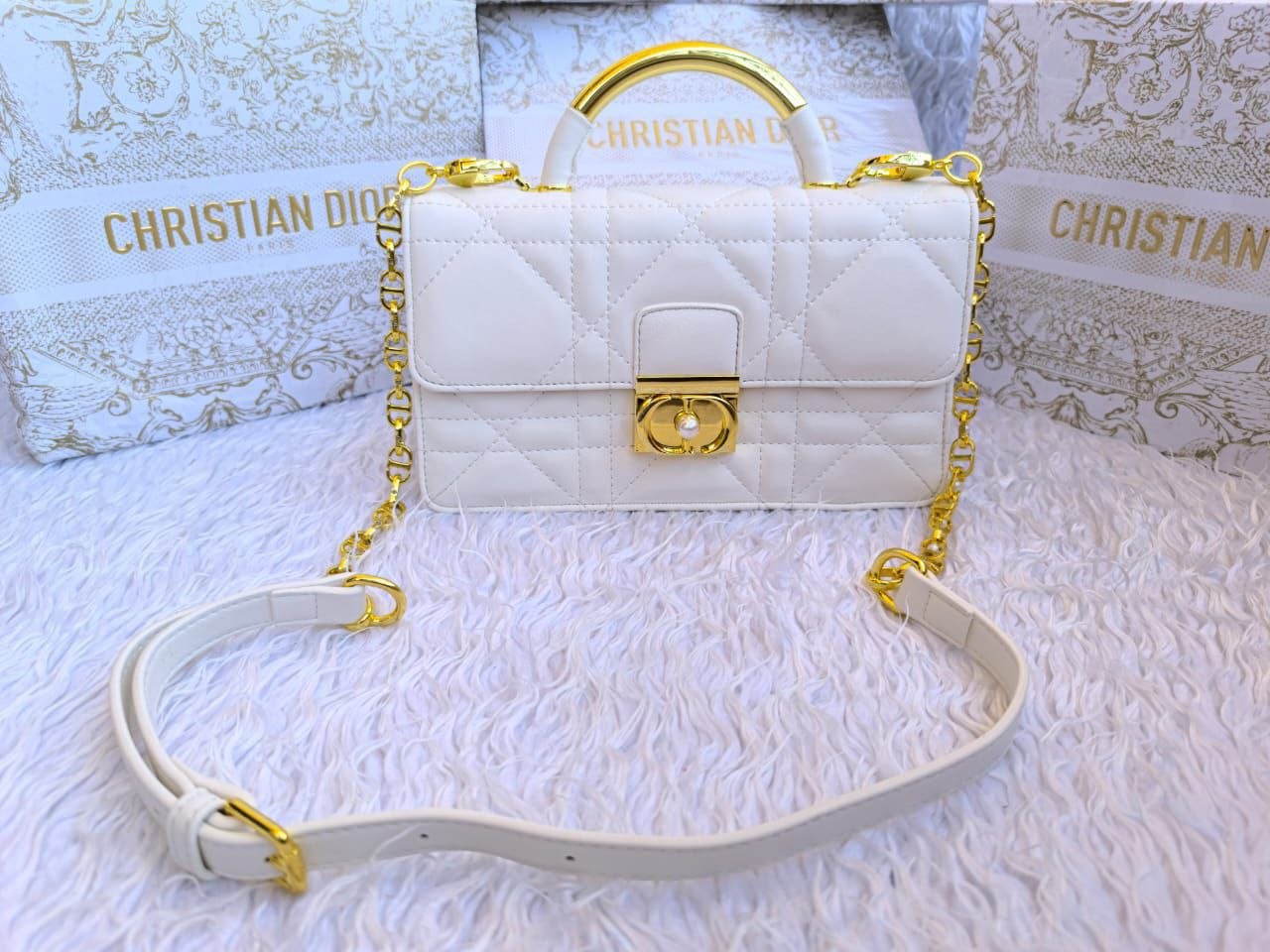 Christian Dior Dioramour / Cannage Top Handle Flap Bag