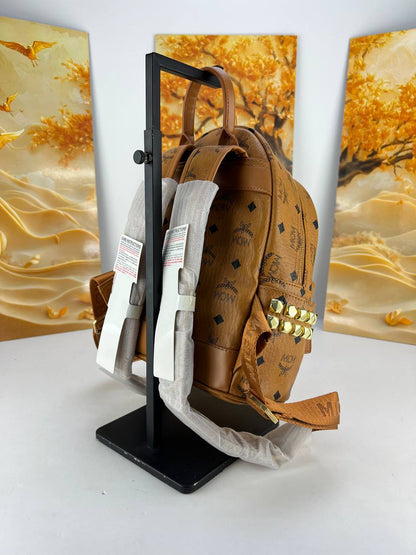 MCM Stark Classic Monogram Backpack - Cognac