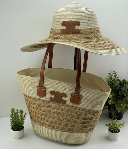 The Riviera Straw Tote & Sun Hat Beach Set