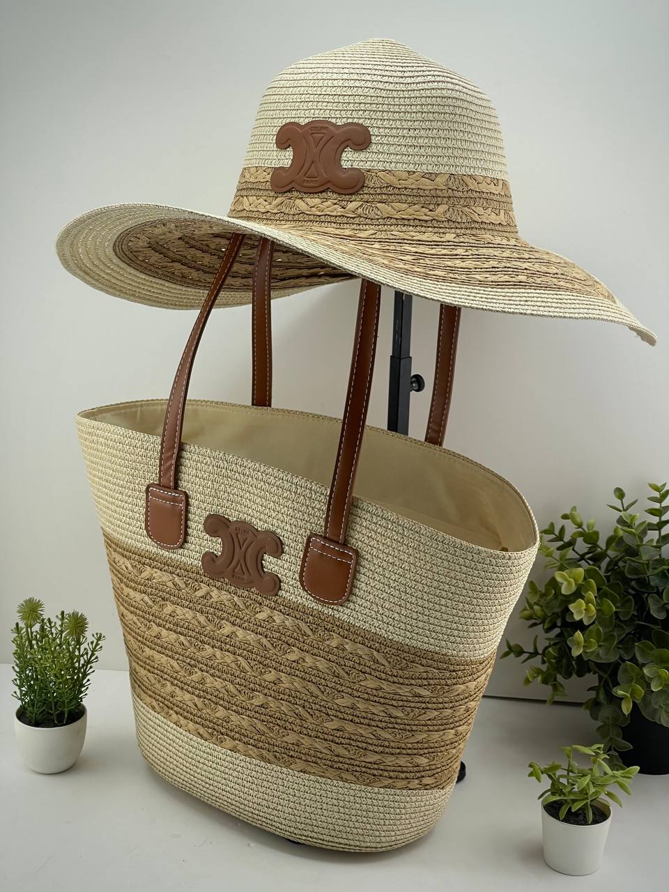The Riviera Straw Tote & Sun Hat Beach Set