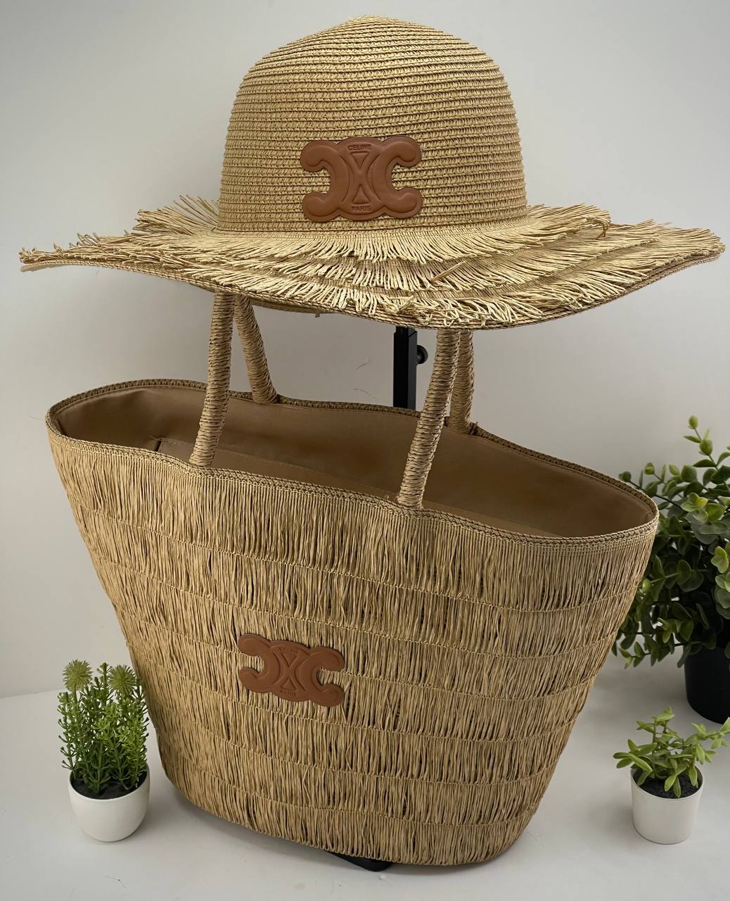 The Riviera Straw Tote & Sun Hat Beach Set