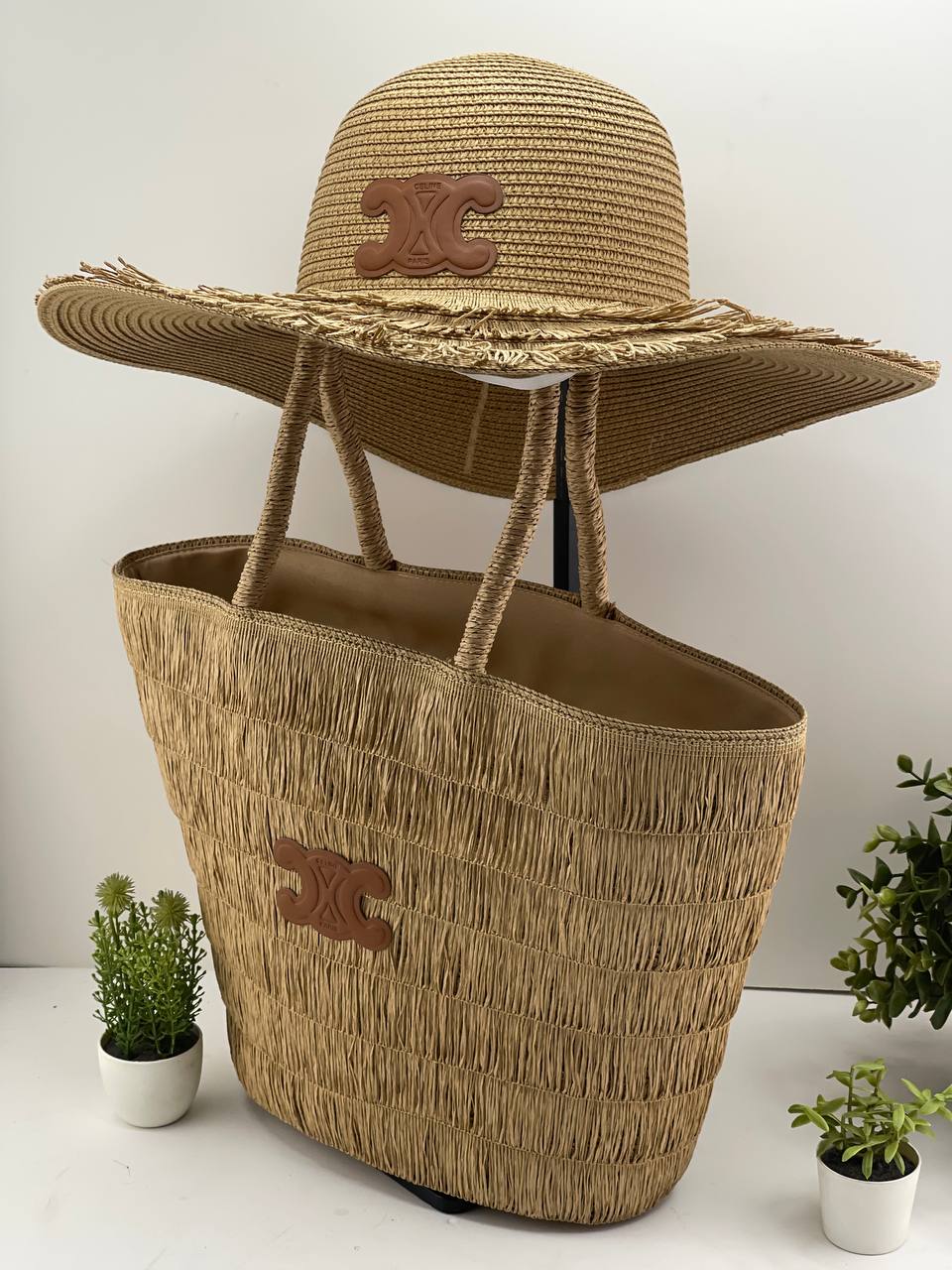 The Riviera Straw Tote & Sun Hat Beach Set