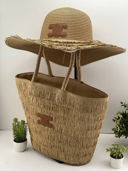 The Riviera Straw Tote & Sun Hat Beach Set