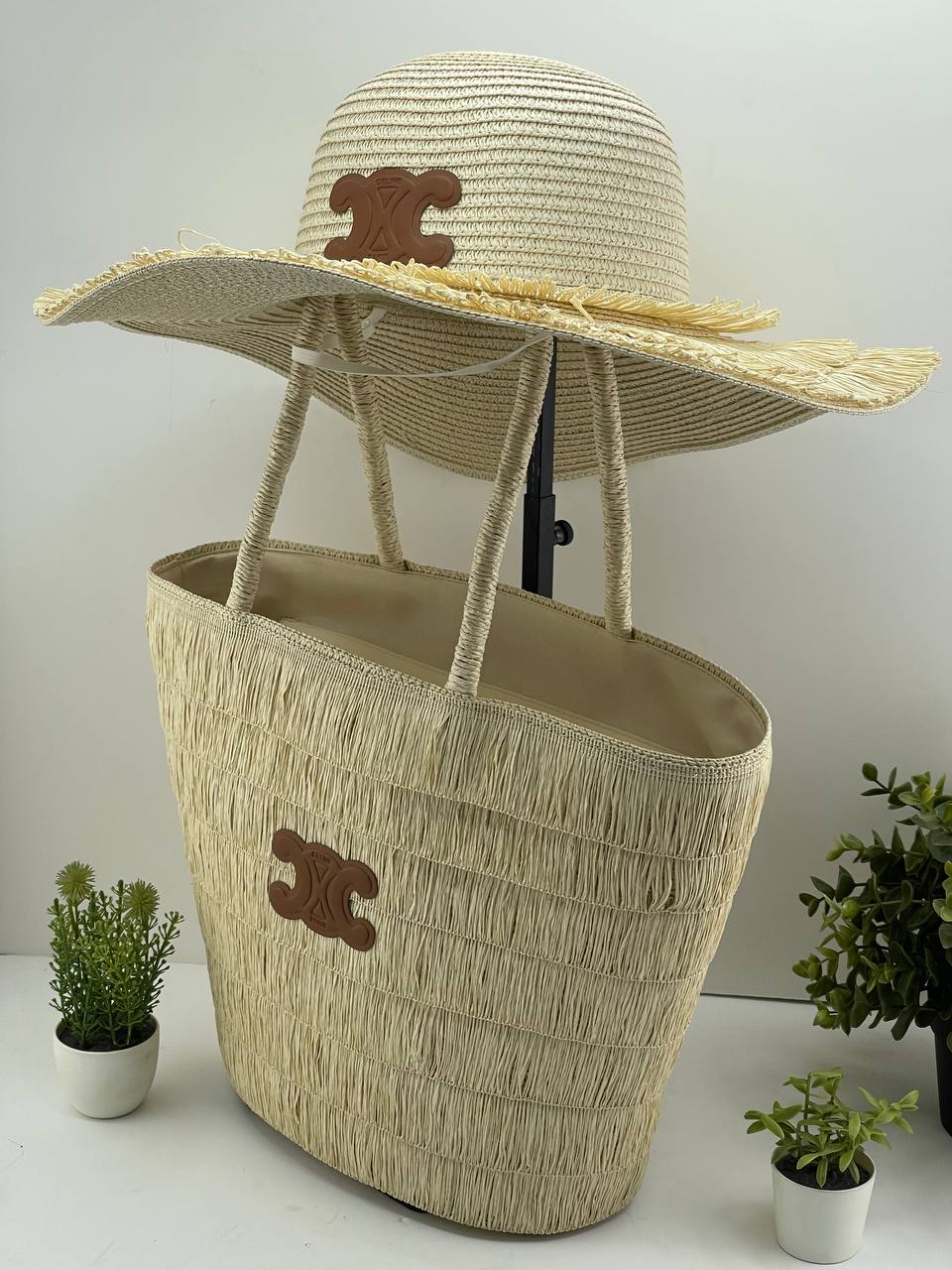 The Riviera Straw Tote & Sun Hat Beach Set