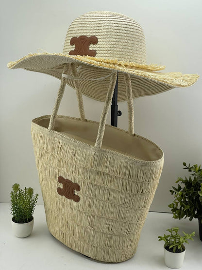 The Riviera Straw Tote & Sun Hat Beach Set