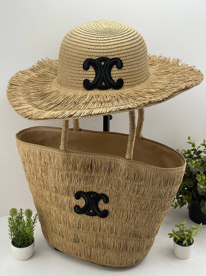 The Riviera Straw Tote & Sun Hat Beach Set