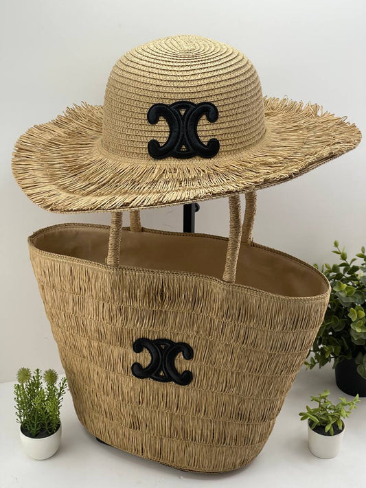 The Riviera Straw Tote & Sun Hat Beach Set