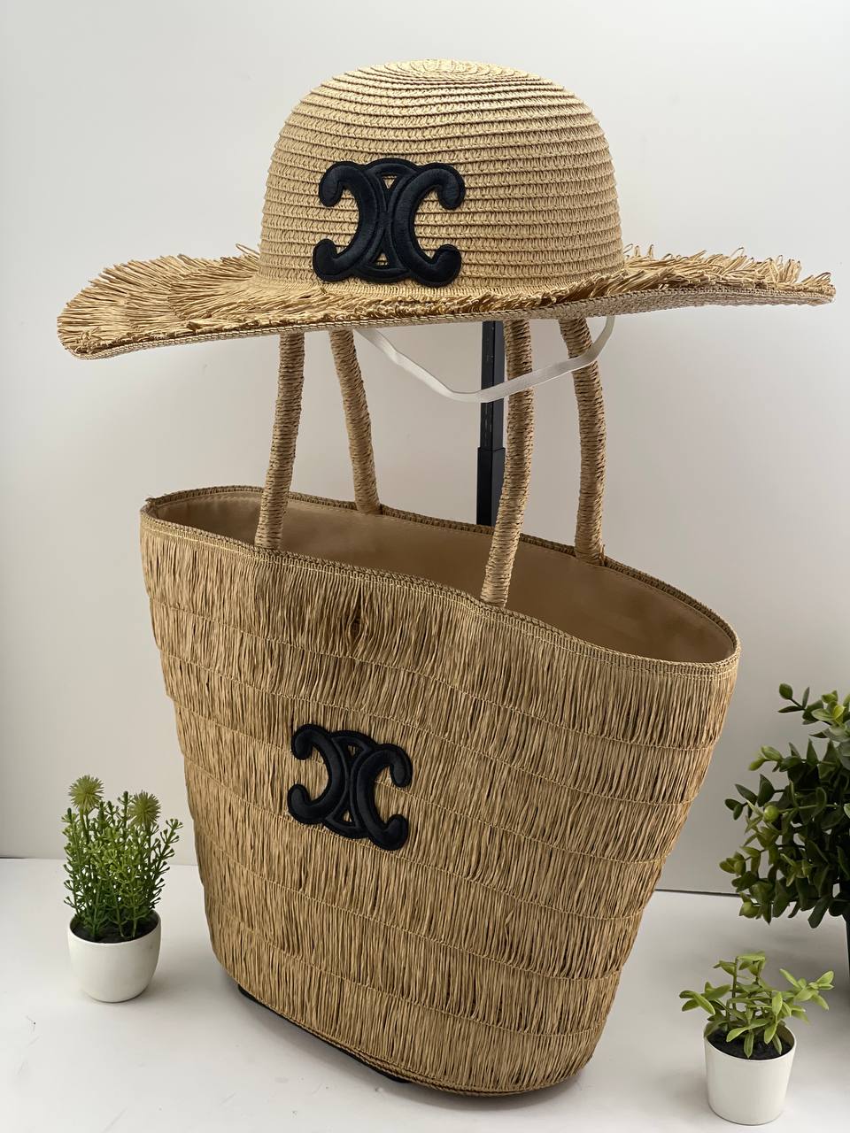 The Riviera Straw Tote & Sun Hat Beach Set