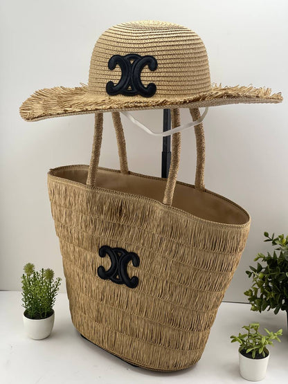 The Riviera Straw Tote & Sun Hat Beach Set