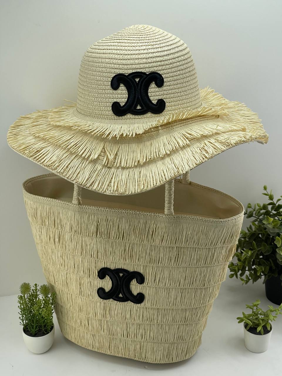The Riviera Straw Tote & Sun Hat Beach Set