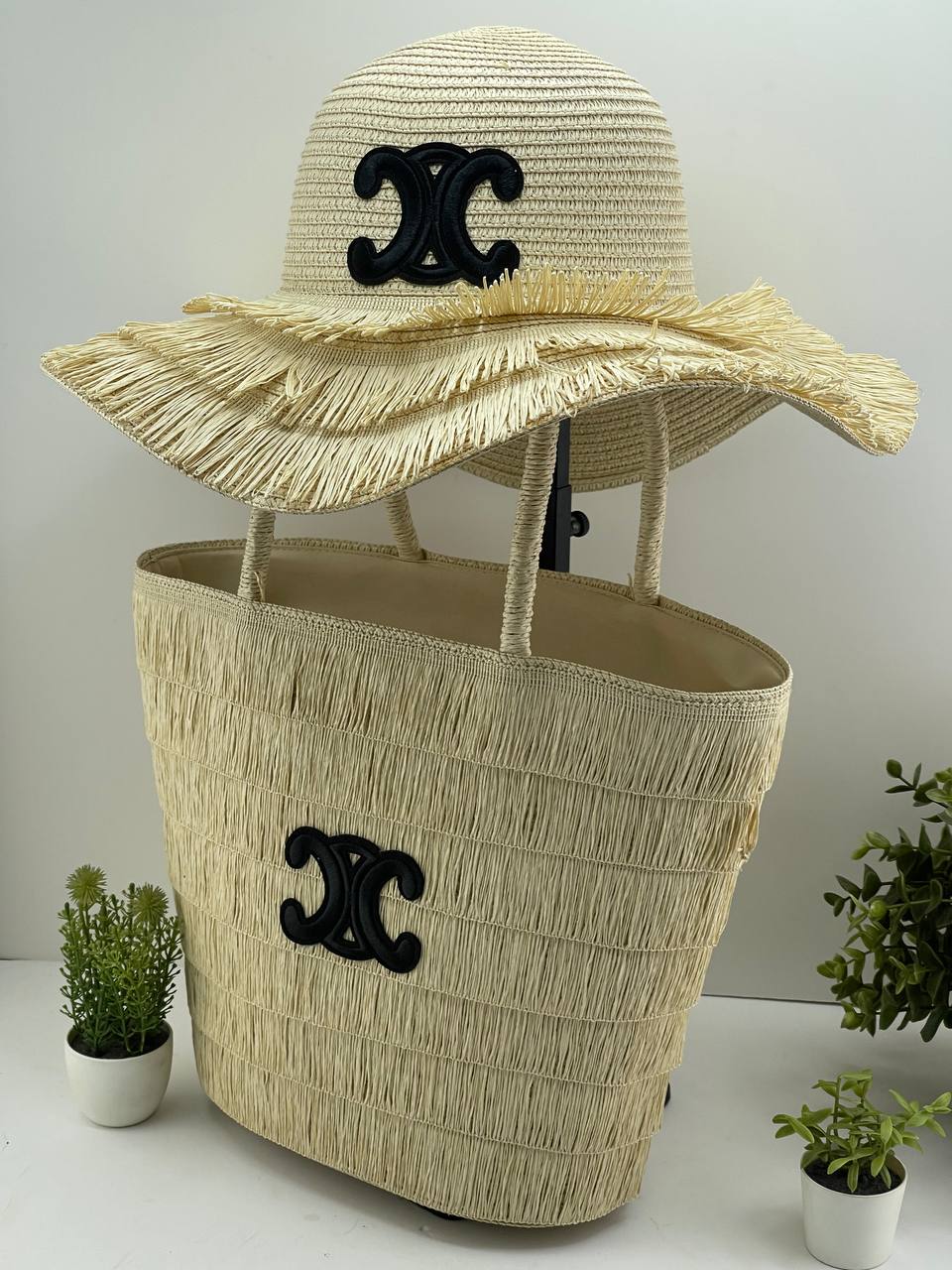 The Riviera Straw Tote & Sun Hat Beach Set