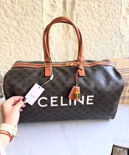 Celine Triomphe Canvas Boston Bag (with Celine Print)