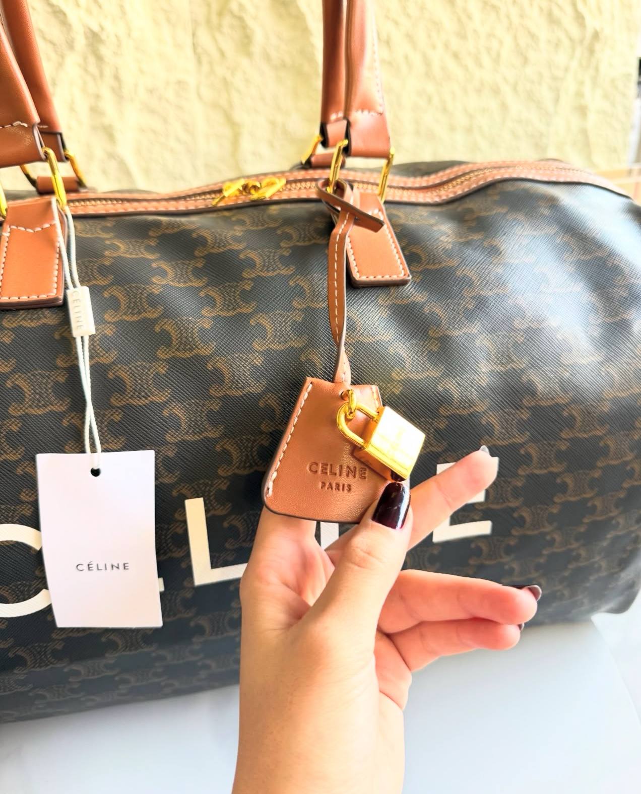 Celine Triomphe Canvas Boston Bag (with Celine Print)