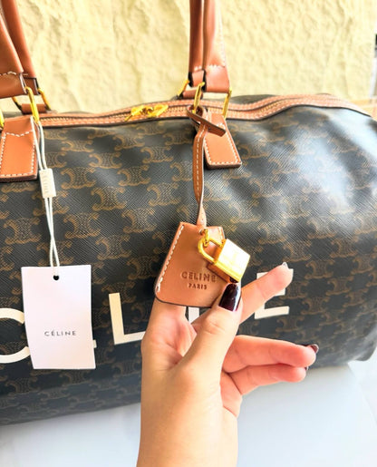 Celine Triomphe Canvas Boston Bag (with Celine Print)