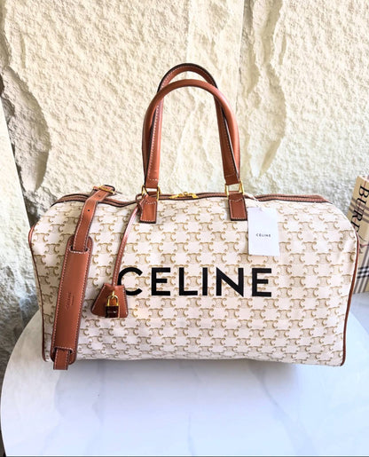 Celine Triomphe Canvas Boston Bag (with Celine Print)